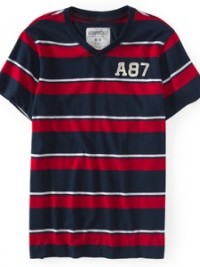 Pánské triko Striped A87 - Červená